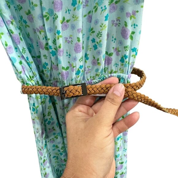 The Children's Place Girls Cold Shoulder Dress M (7/8) Floral Belted Blue‎ - Picture 2 of 10